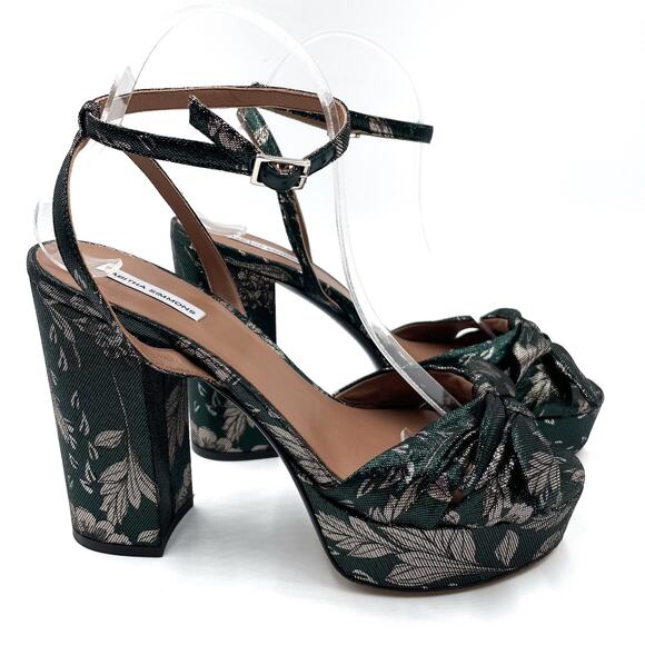 Tabitha‎ Simmons x Johanna Ortiz Jodie Heel Leaf Sandals Green Bow Sz 40 / 10 - Picture 2 of 11